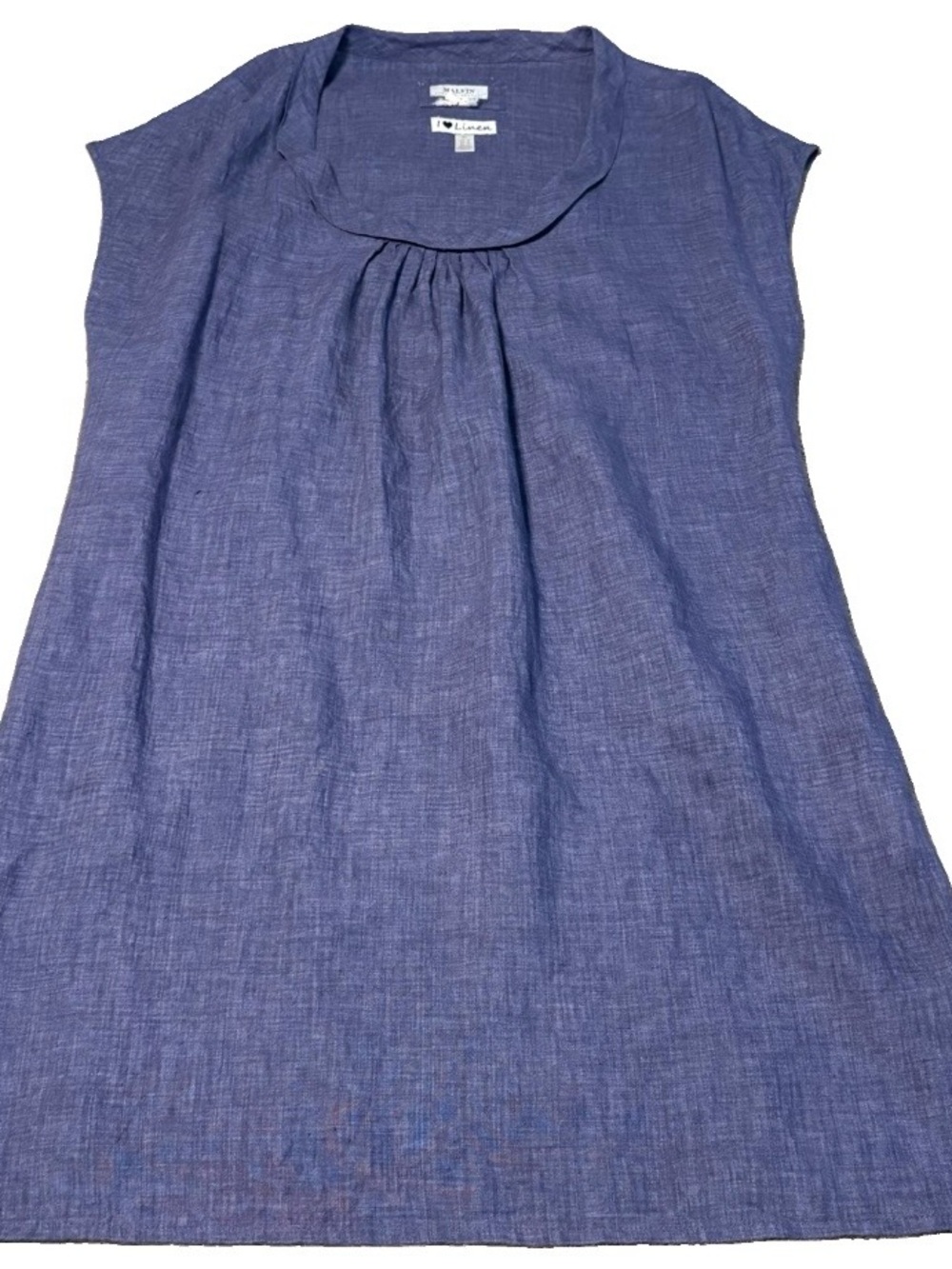MALVIN I Love Linen Chambray Blue Shift Tunic Mini Dress Size XL